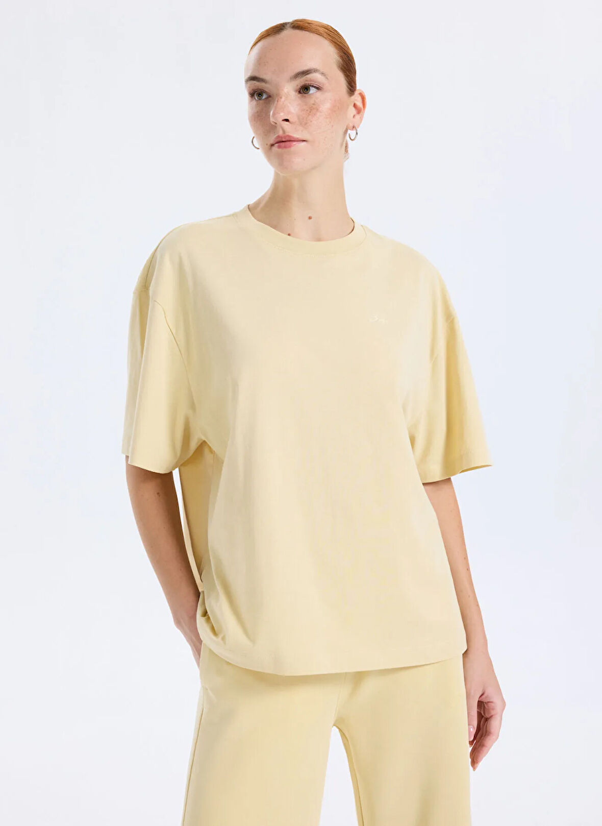 Boss Bisiklet Yaka Sarı Kadın T-Shirt 50545498