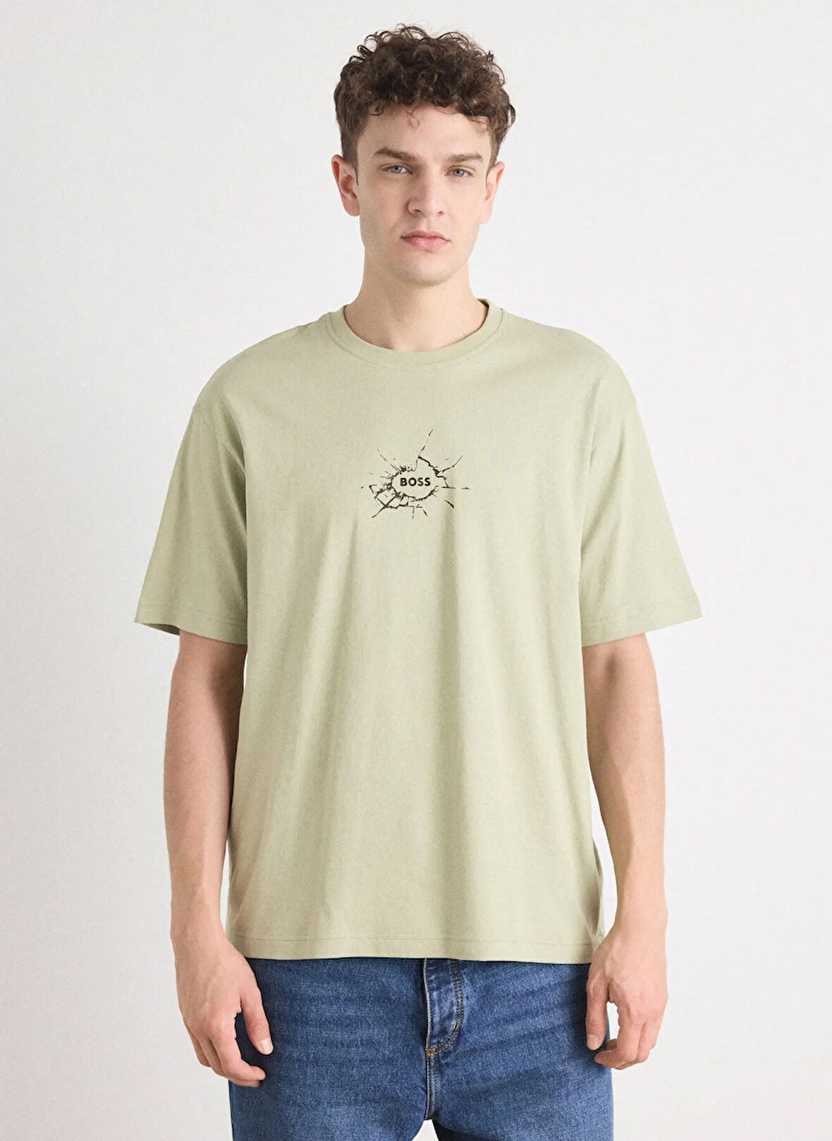 Boss Bisiklet Yaka Açık Haki Erkek T-Shirt Te_voyage