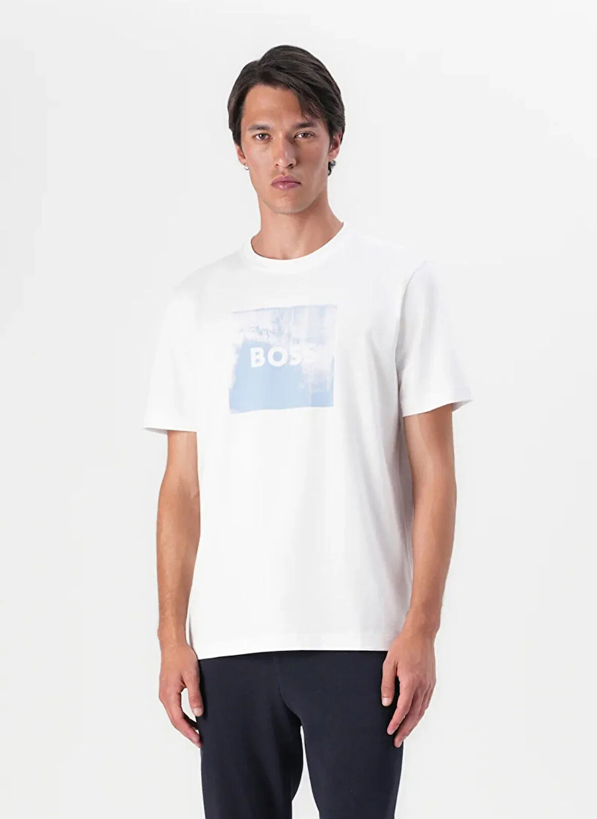 Boss Bisiklet Yaka Beyaz Erkek T-Shirt Te_Wheel