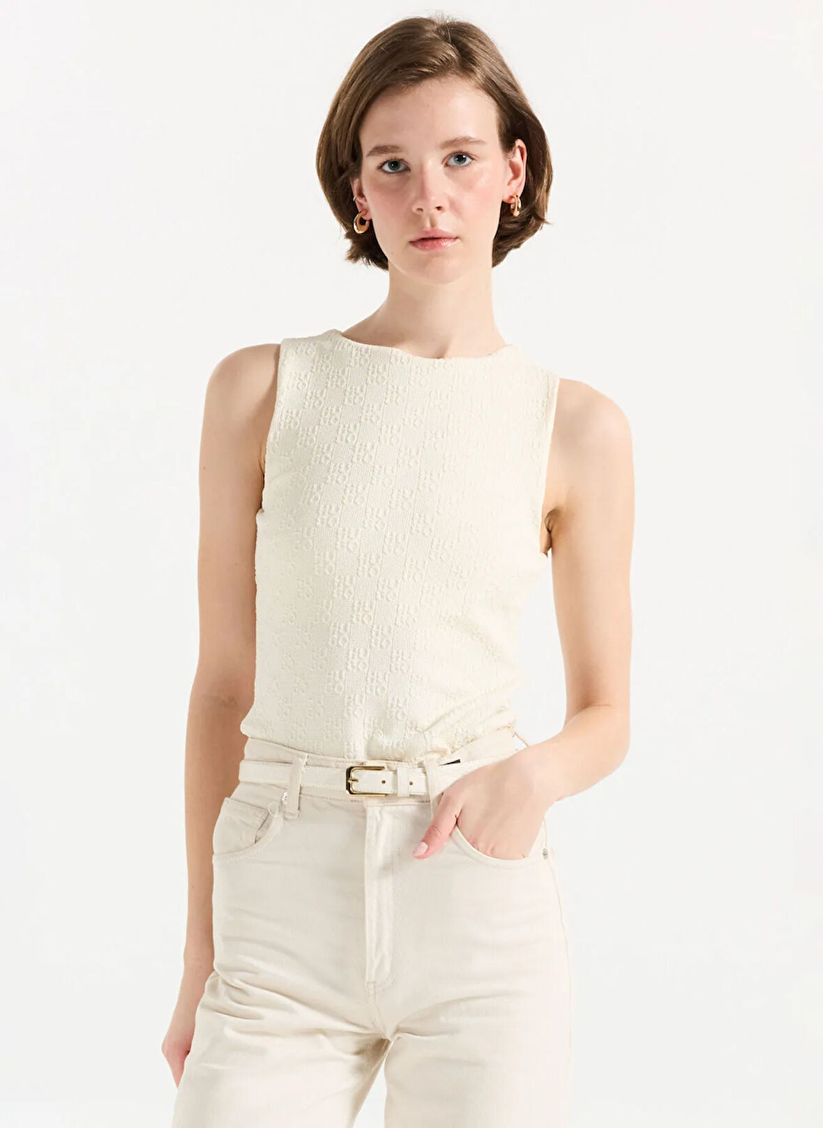 Hugo Halter Yaka Krem Kadın Bluz 50542420