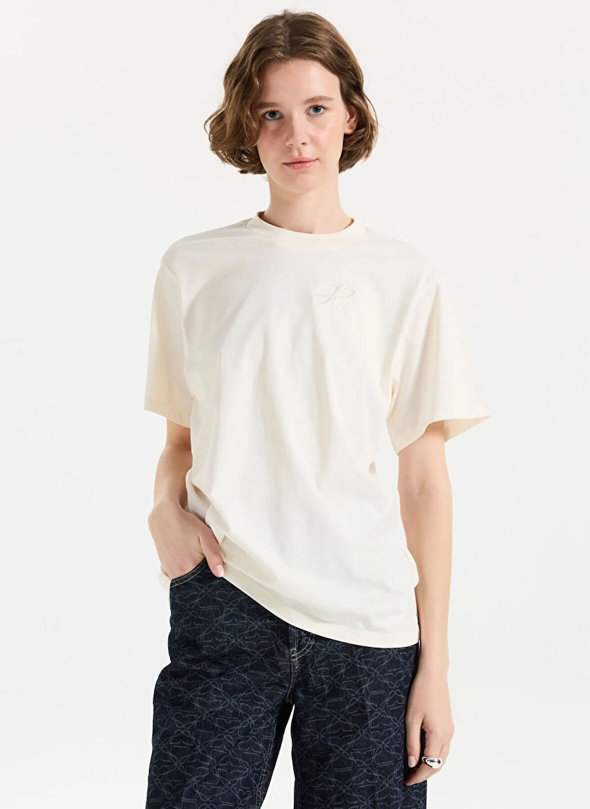 Hugo Bisiklet Yaka Beyaz Kadın T-Shirt 50550901