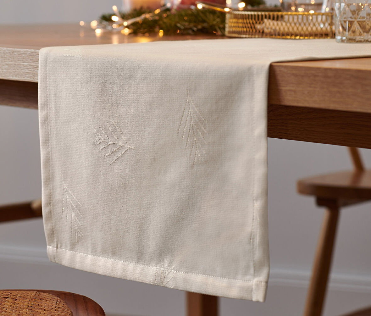 Şerit Örtü, Jakar, Metalik, Bej