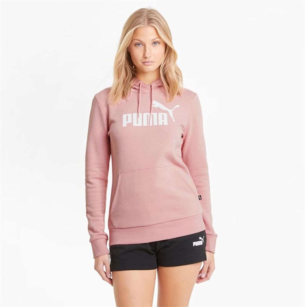 Puma Ess Cropped Logo Hoodie - Kadın Pembe Sweatshirt - 586791 80