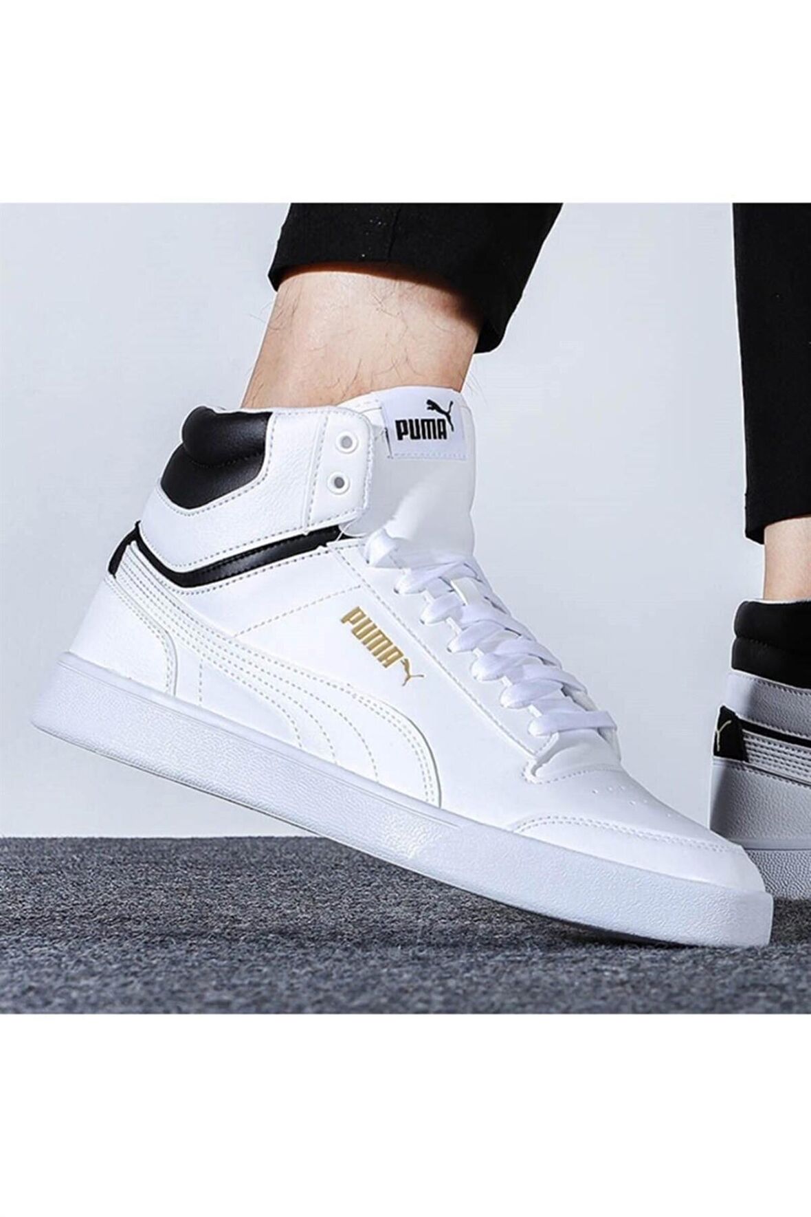 Puma Shuffle Mid - Erkek Beyaz - Siyah-Bilekli Spor Ayakkabı - 380748 01