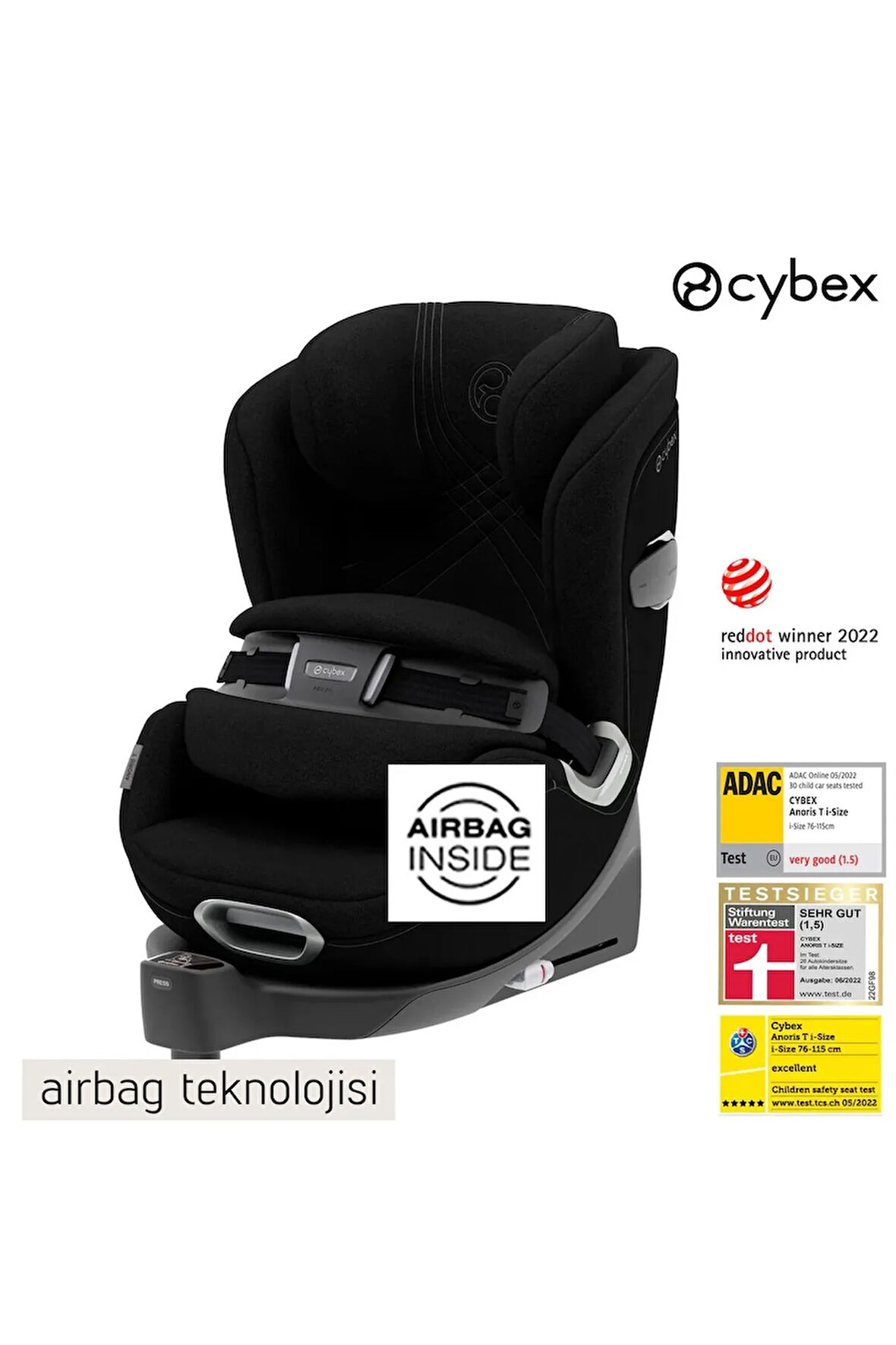 Anoris T isize (deep black) Dünyanın ilk airbagli oto koltuğu) 9-21 kg
