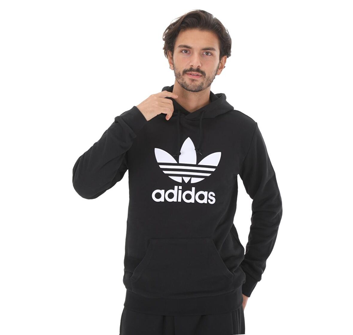 H06667-E adidas Trefoıl Hoody Erkek Sweatshirt Siyah