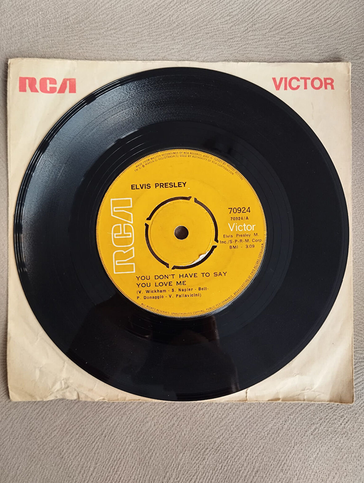 Elvis Presley – You Don’t Have to Say You Love Me / Patch It Up  - Türkiye Basım 45lik Plak -2.EL