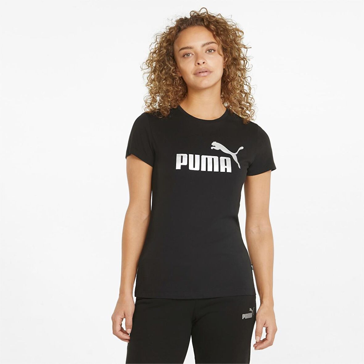 Puma Essentials Metalic Logo Kadın Siyah Tişört (848303-51)