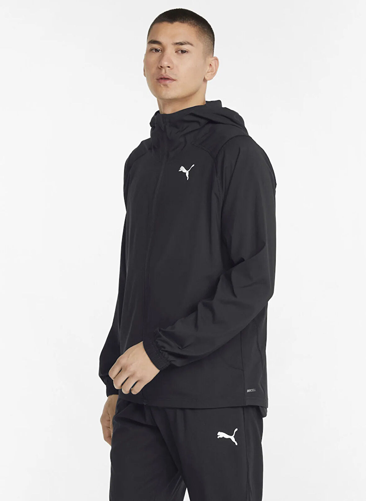 52153201 TRAIN VENT WOVEN JACKET Pu Siyah Kapüşonlu Regular Fit Erkek Zip Ceket