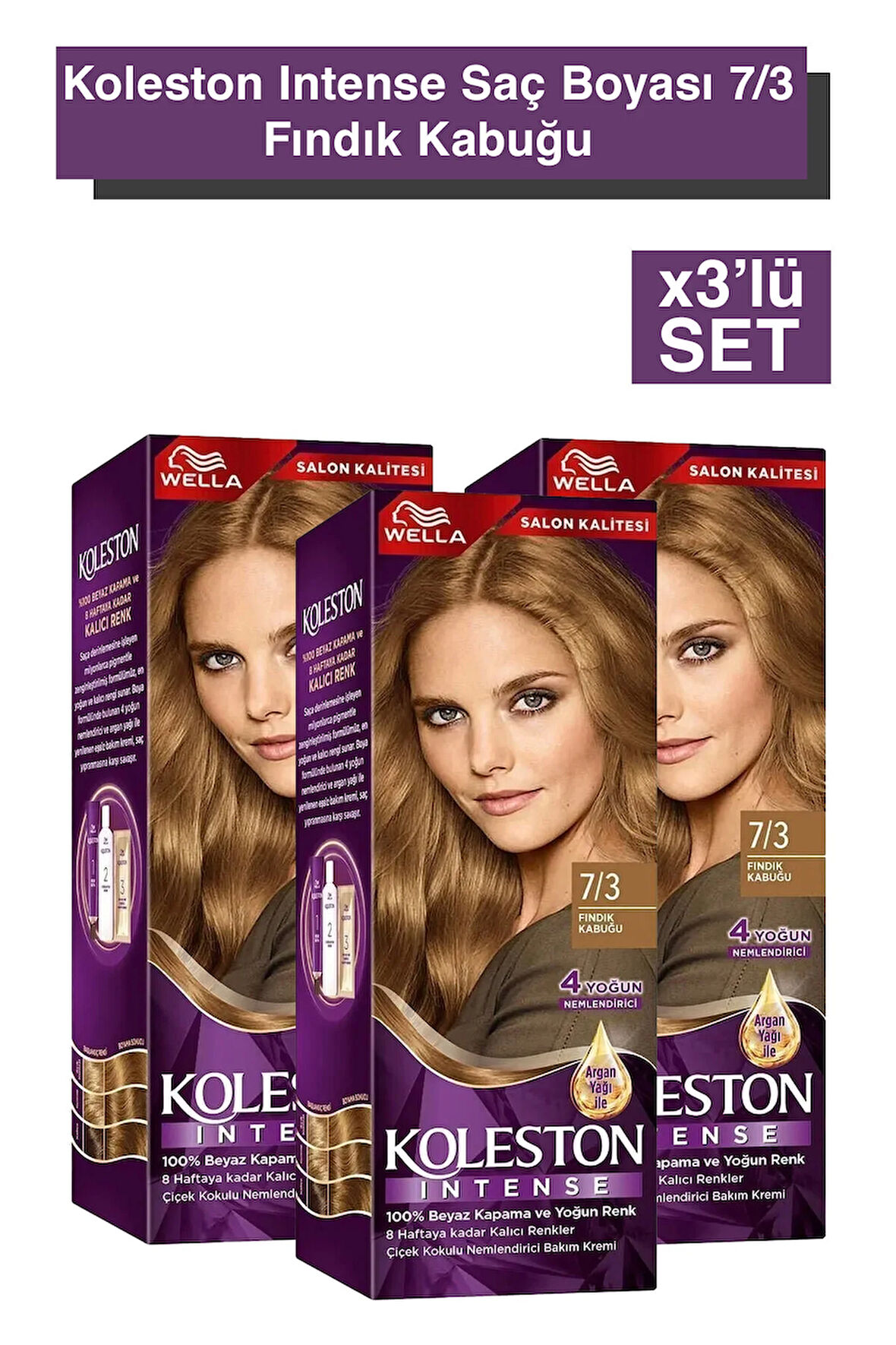 Koleston Intense Saç Boyası 7/3 Fındık Kabuğu X3'lü Set