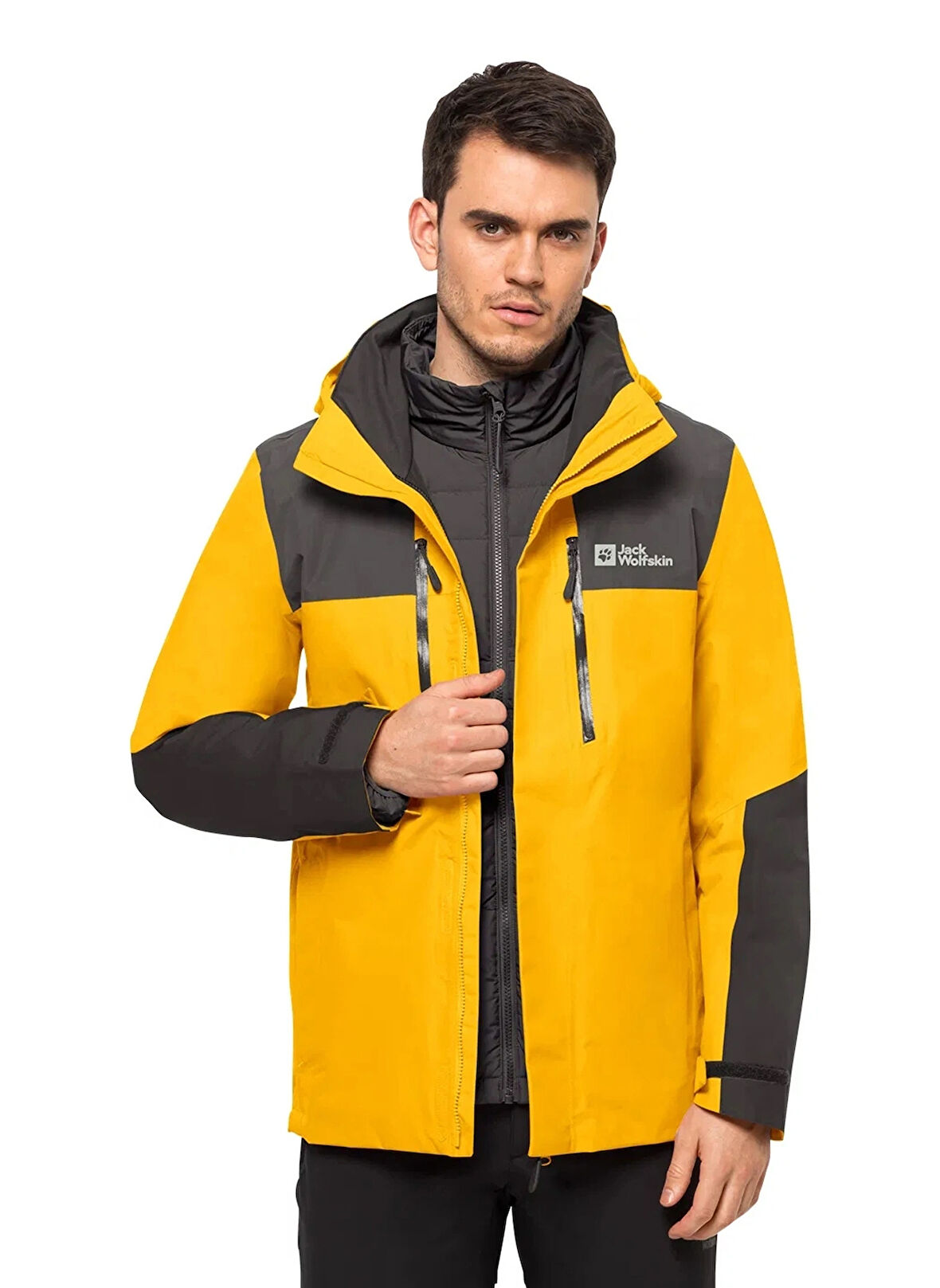 Sarı Erkek Kapüşon Yaka Regular Fit Ceket A61858JASPER 3IN1 JKT M