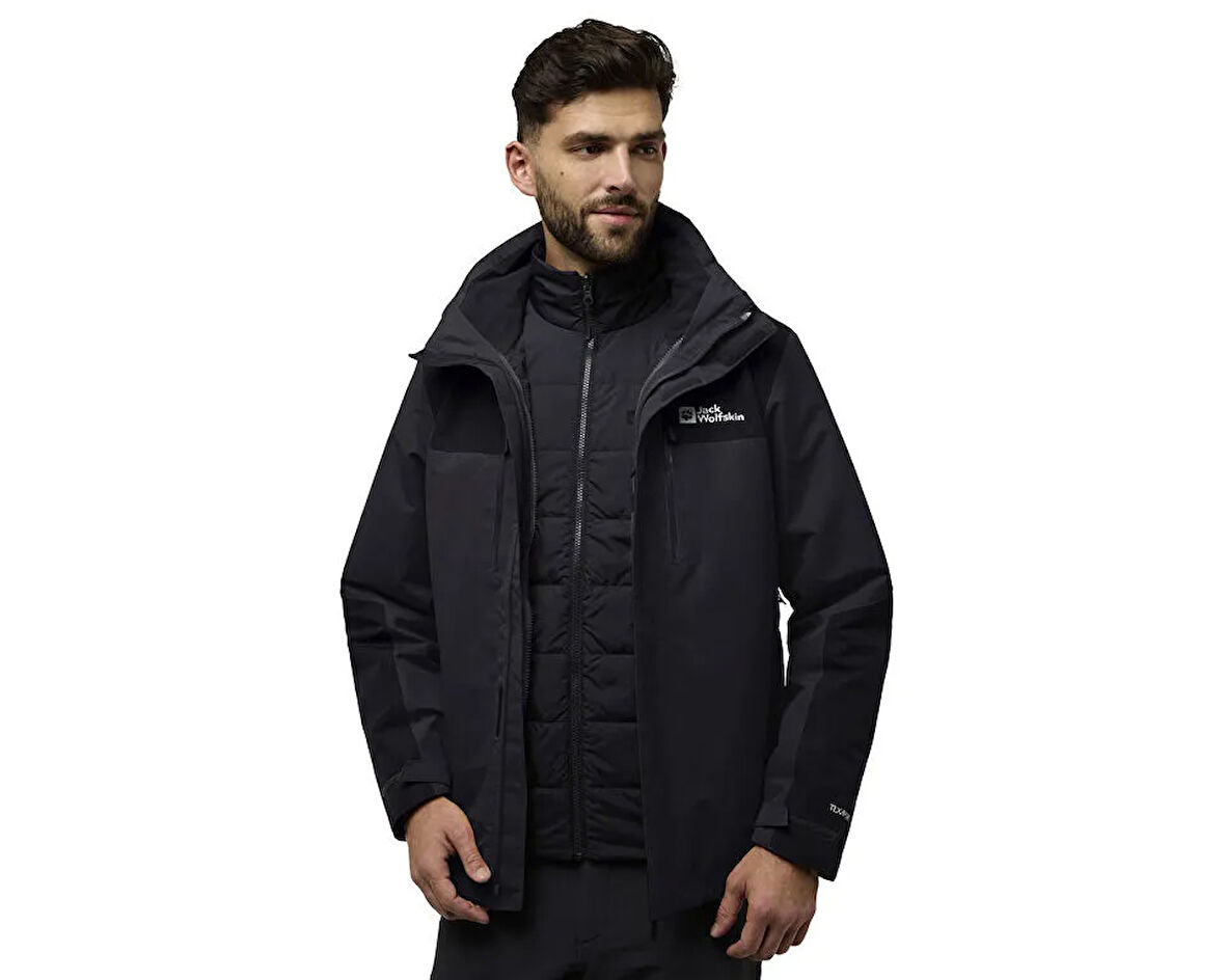 Jack Wolfskin Jasper 3In1 Jkt M Erkek Outdoor Montu A61858-635 Siyah
