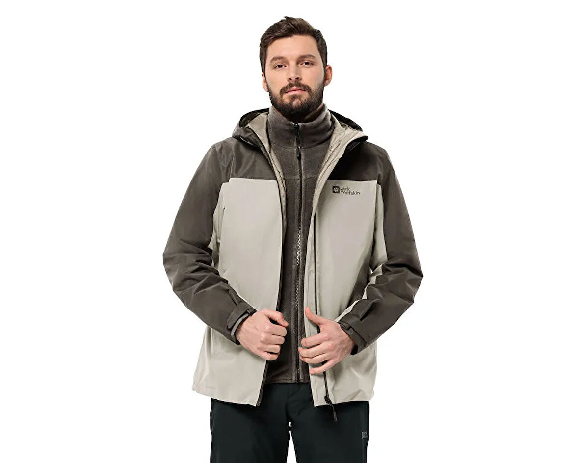 Jack Wolfskin Taubenberg 3In1 Jkt M Erkek Çift Taraflı Outdoor Montu 1115311-A0029 Bej