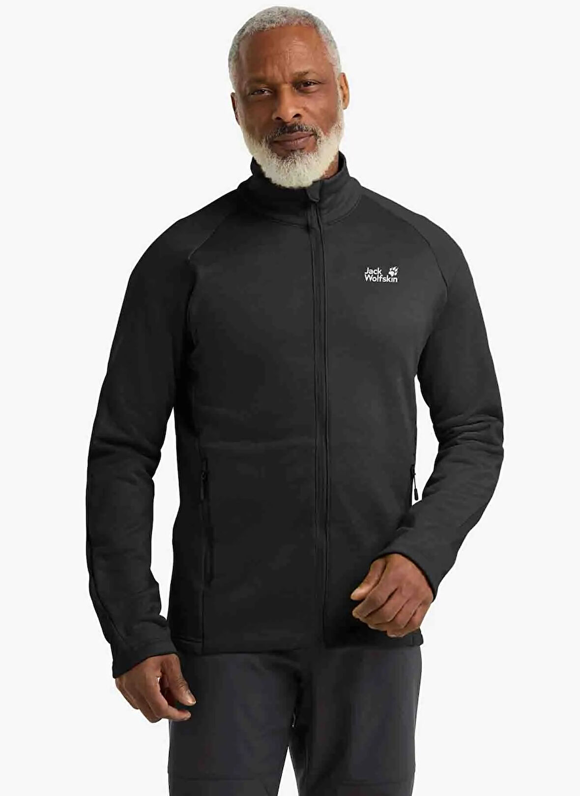 Jack Wolfskin A65274_6000-PEAK DISTRICT FZ M Siyah Dik Yaka Normal Düz Erkek Polar Sweatshırt