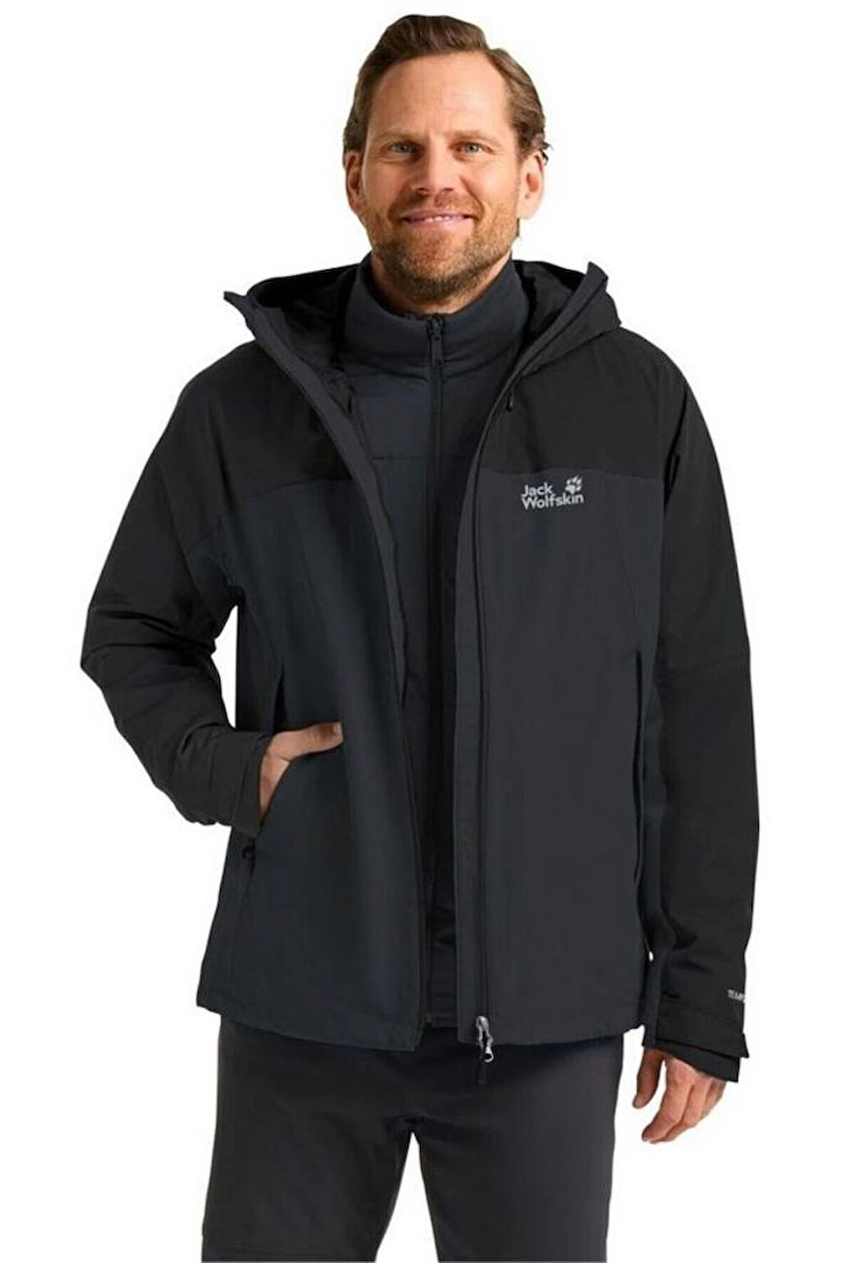 Jack Wolfskin WILD PLACES 3IN1 JKT M A65257-OUT CKT PHANTOM ERKEK MONT