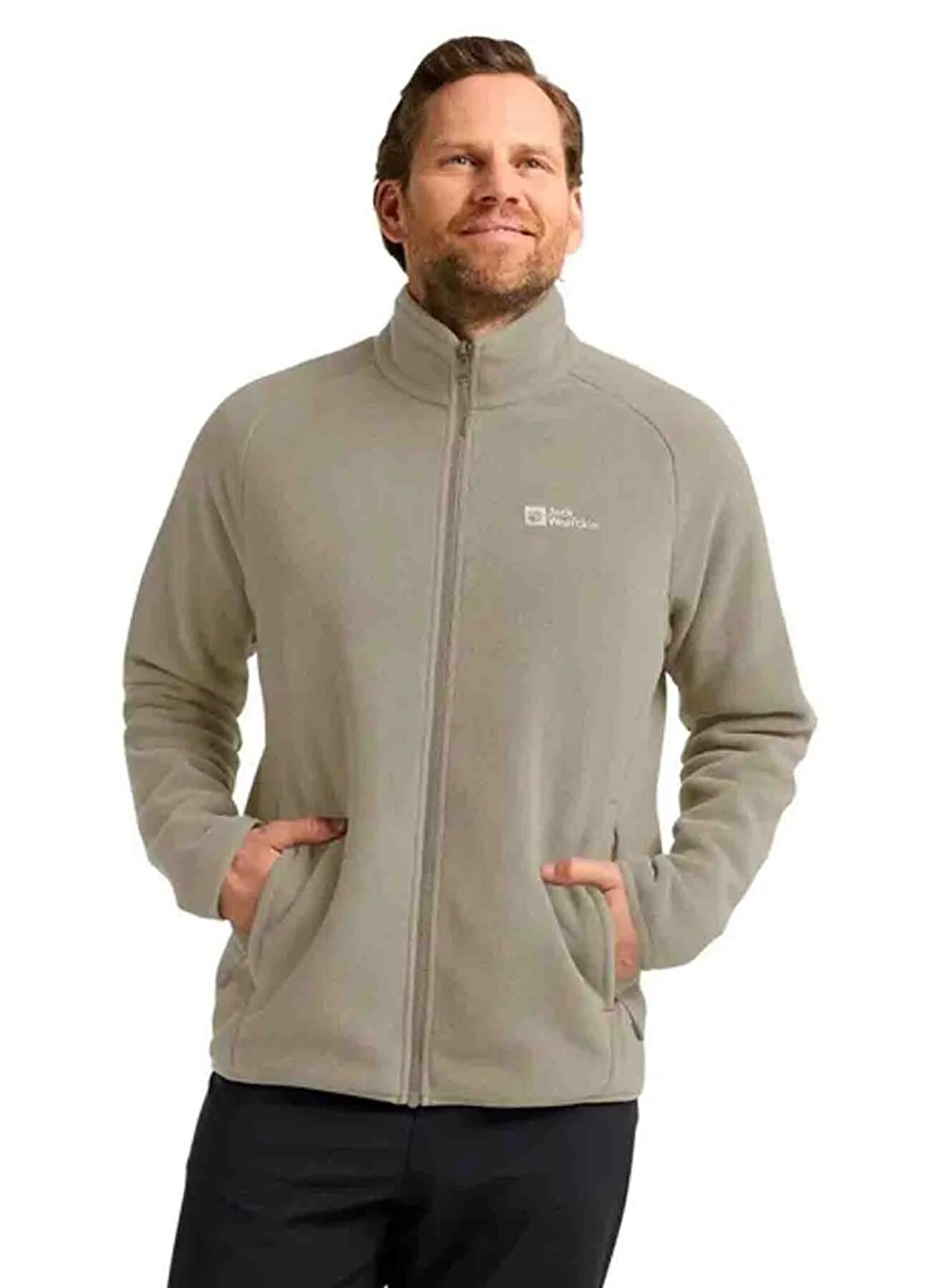 Jack Wolfskin A65447_5940-BIG SKY HZ M Bej Normal Düz Erkek Polar Sweatshırt