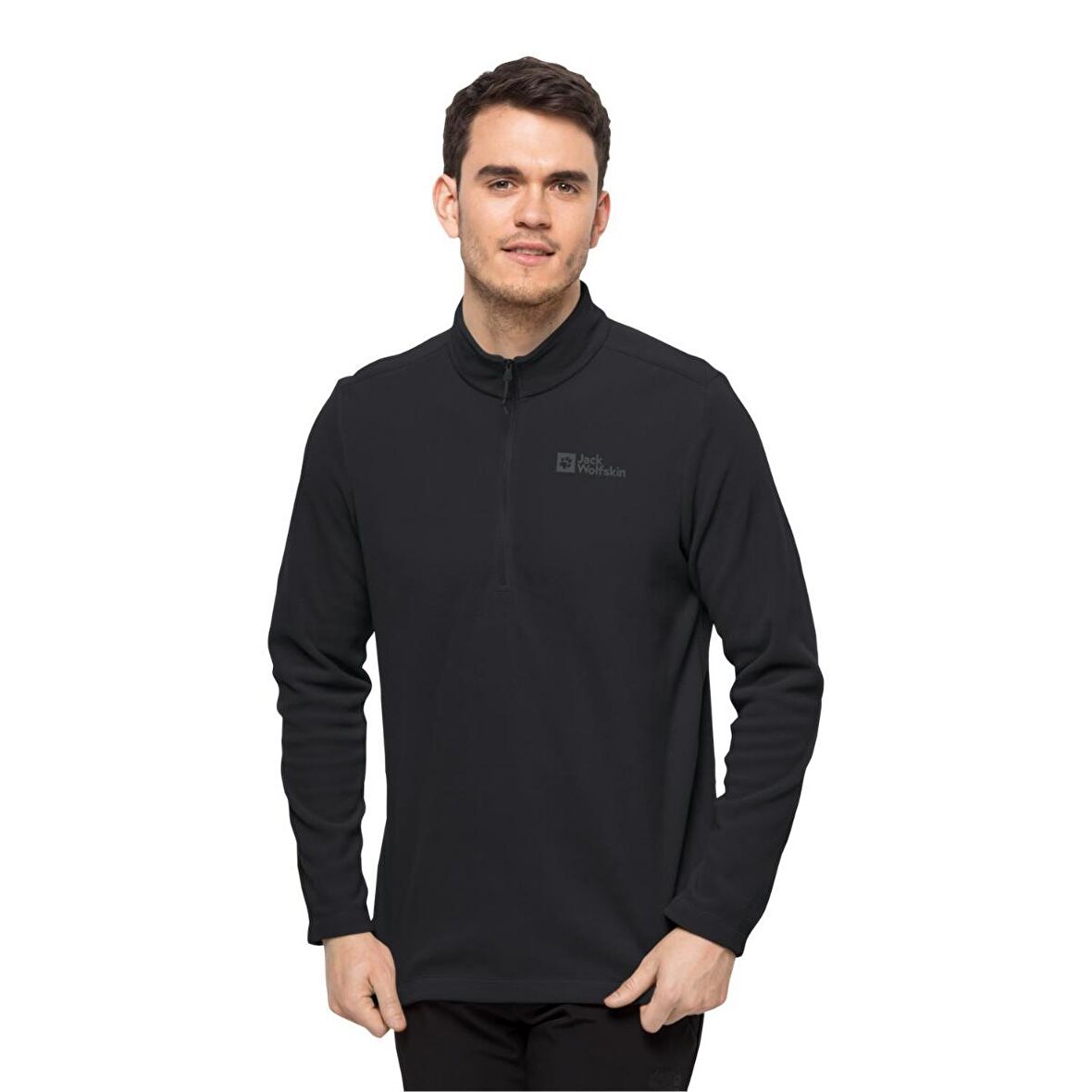 Jack Wolfskin Düz Siyah Erkek Polar Sweatshırt 1709522-6000 TAUNUS HZ M