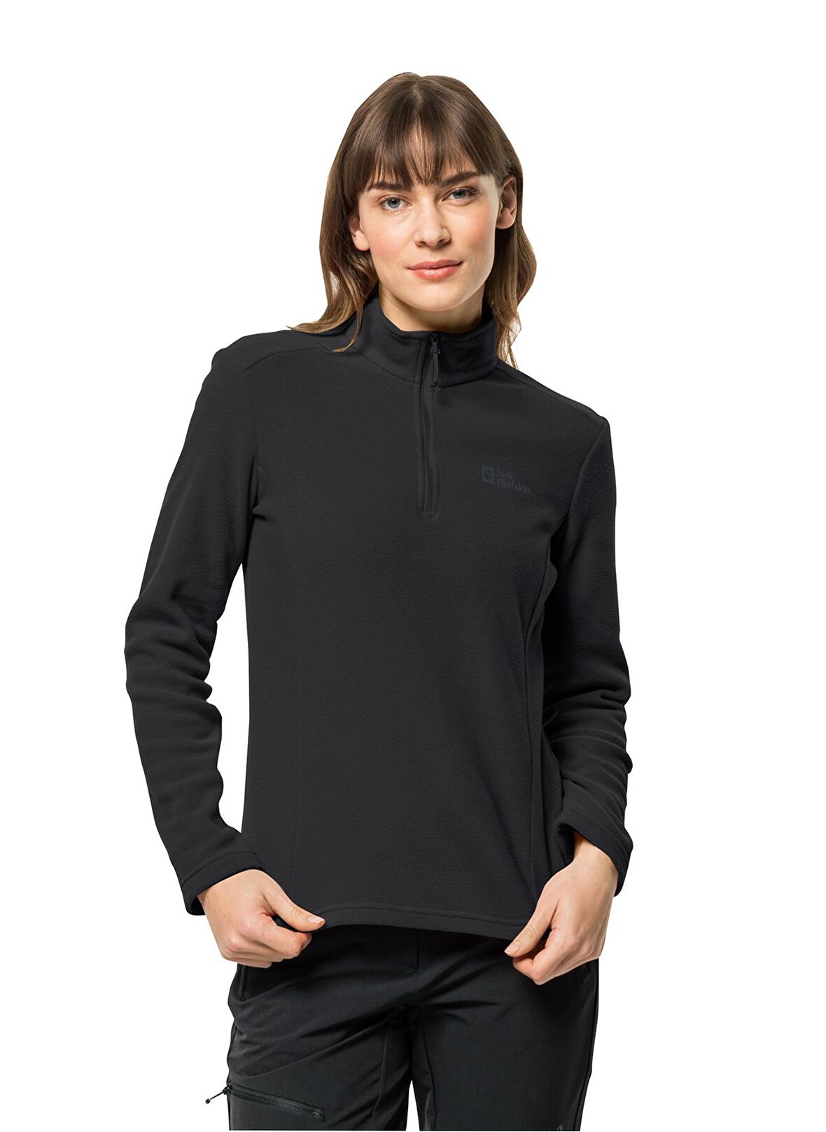 Jack Wolfskin Düz Siyah Kadın Polar Sweatshırt 1709532-6000 TAUNUS HZ W