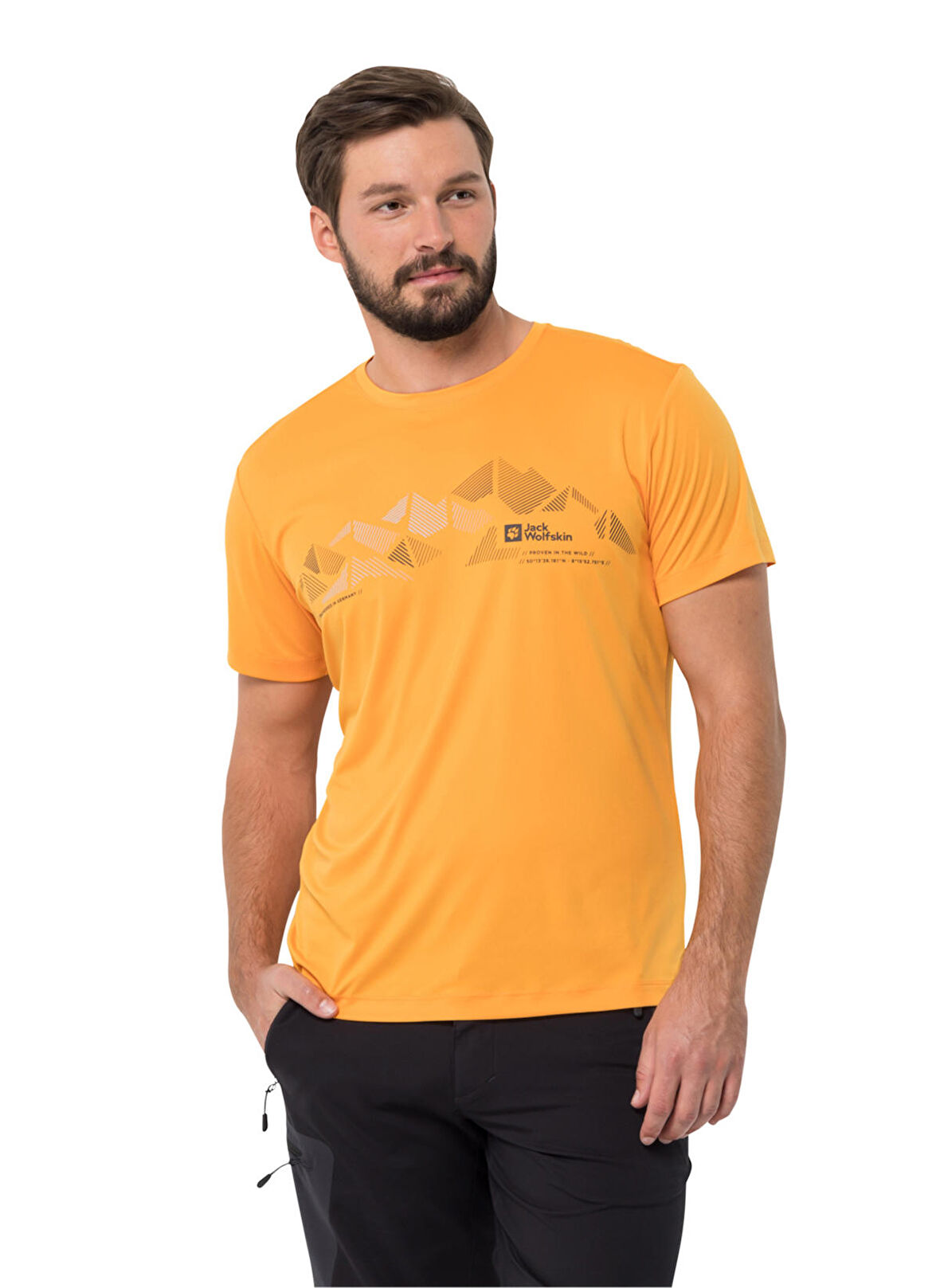 Jack Wolfskin Bisiklet Yaka Turuncu Erkek T-Shirt 1807183_3087 PEAK GRAPHIC T M