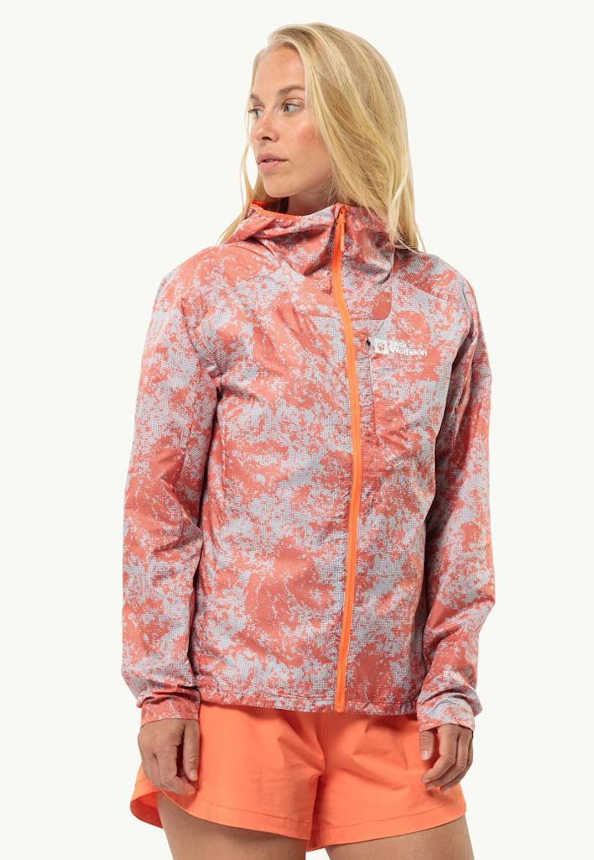 Jack Wolfskin 1307851_8312 Prelight Wind JKT W Grid Camo Kadın Outdoor Ceket
