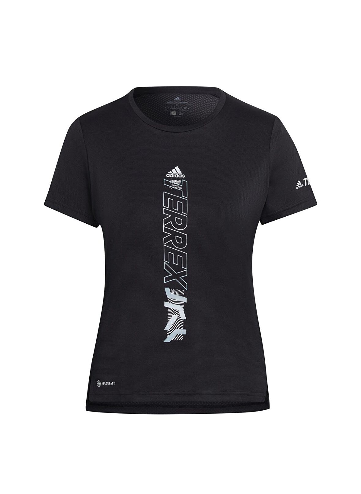 adidas Bisiklet Yaka Desenli Siyah Kadın T-Shirt HA7552 AGRAVIC SHIRT W