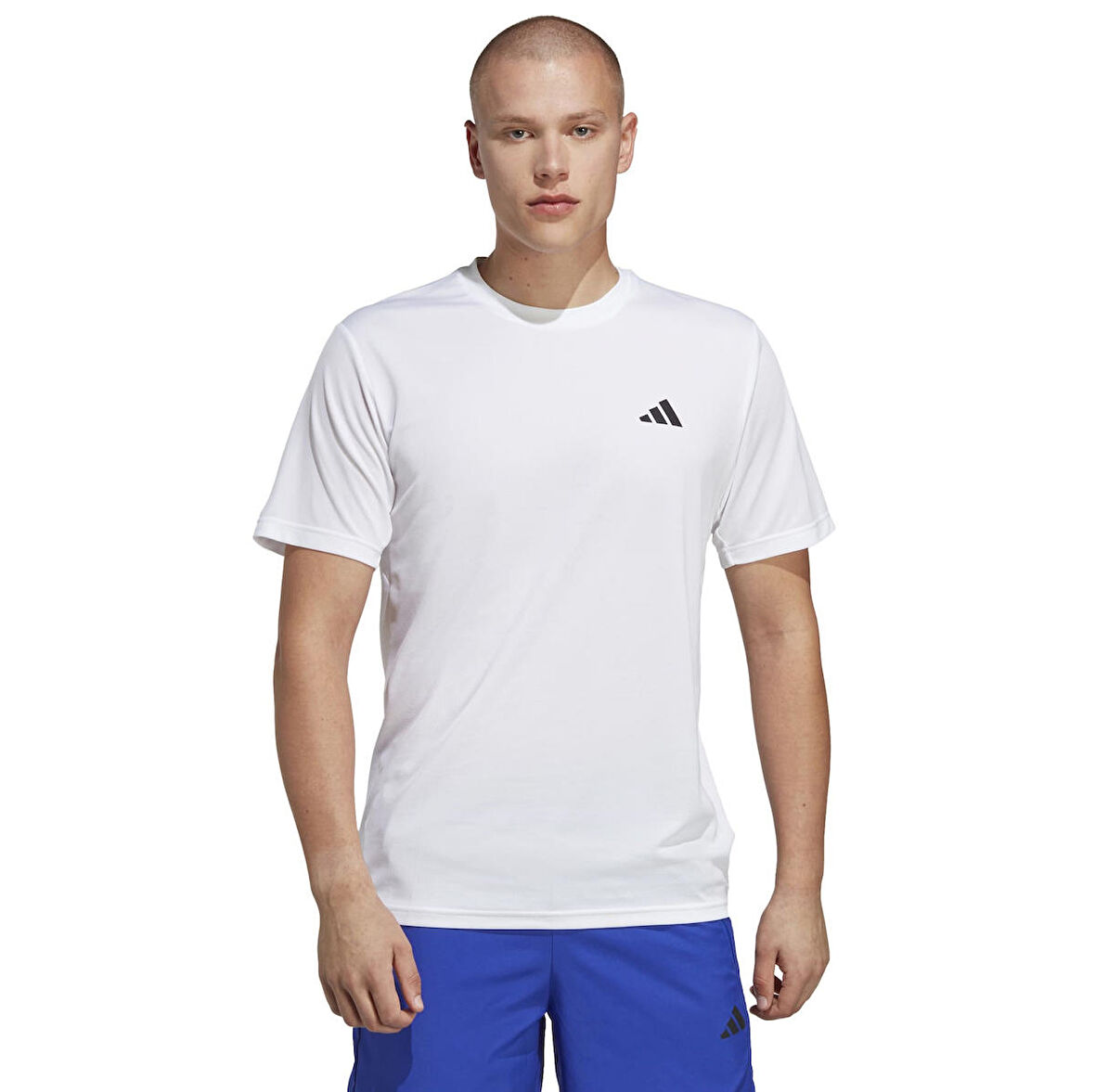 adidas Bisiklet Yaka Düz Beyaz - Siyah Erkek T-Shirt IC7430 TR-ES BASE T