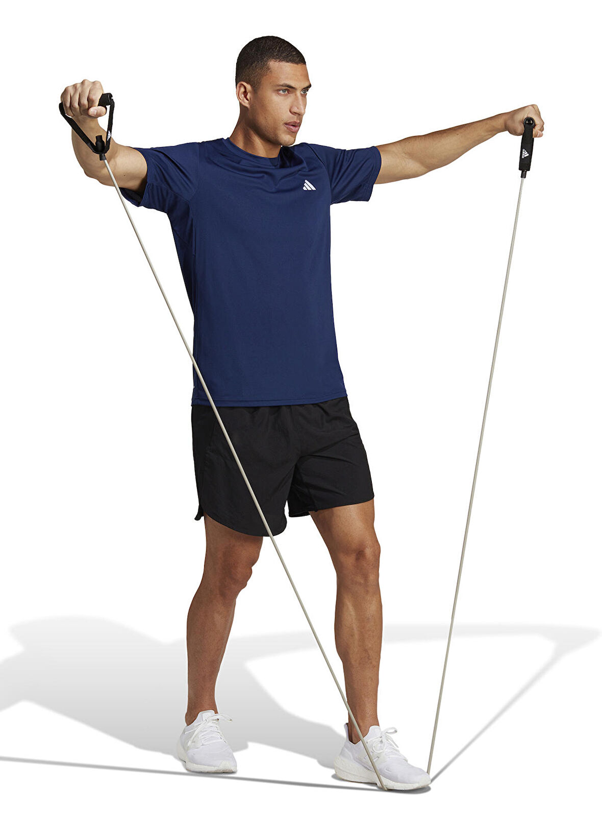 adidas Bisiklet Yaka Düz Mavi - Beyaz Erkek T-Shirt IC7429 TR-ES BASE T