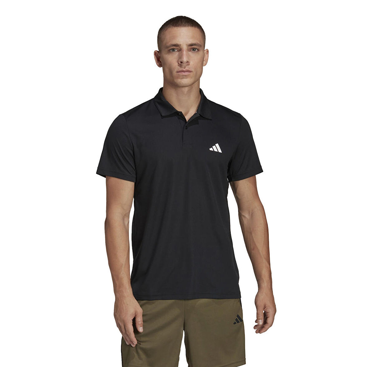 adidas Dik Yaka Düz Siyah - Beyaz Erkek T-Shirt IB8103 TR-ES BASE POLO