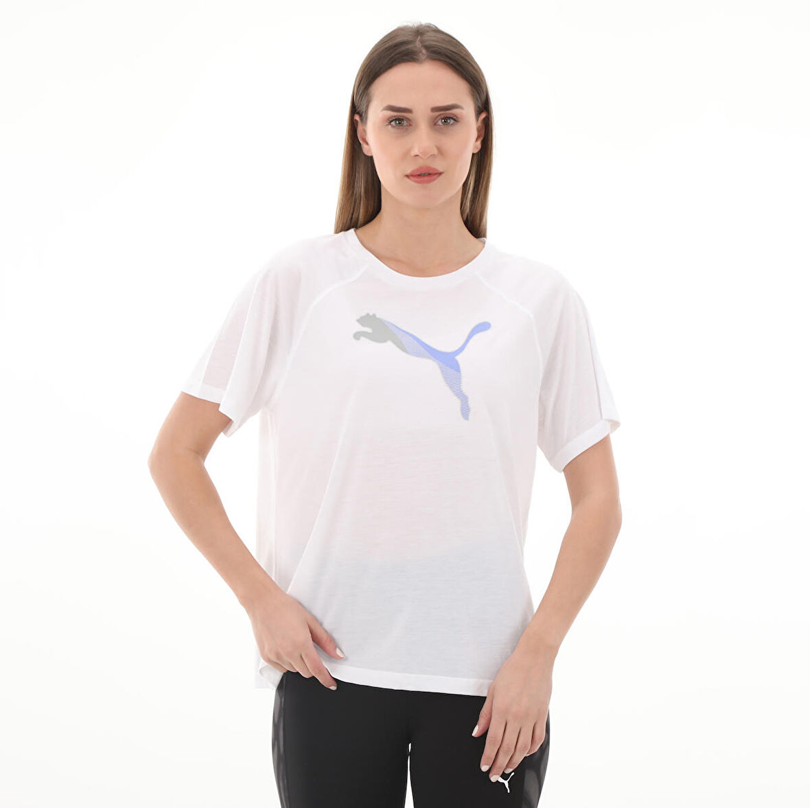673066-02 Puma Evostrıpe Tee Granola Kadın T-Shirt Beyaz