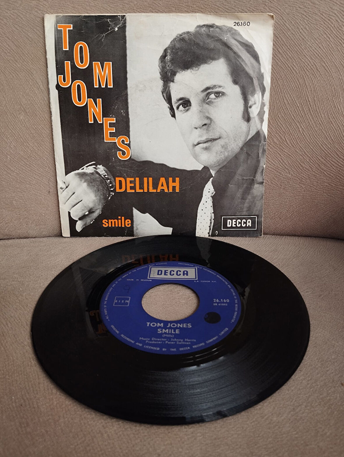 Tom Jones – Delilah -  1968 Belçika Basım 45lik Plak-2. el