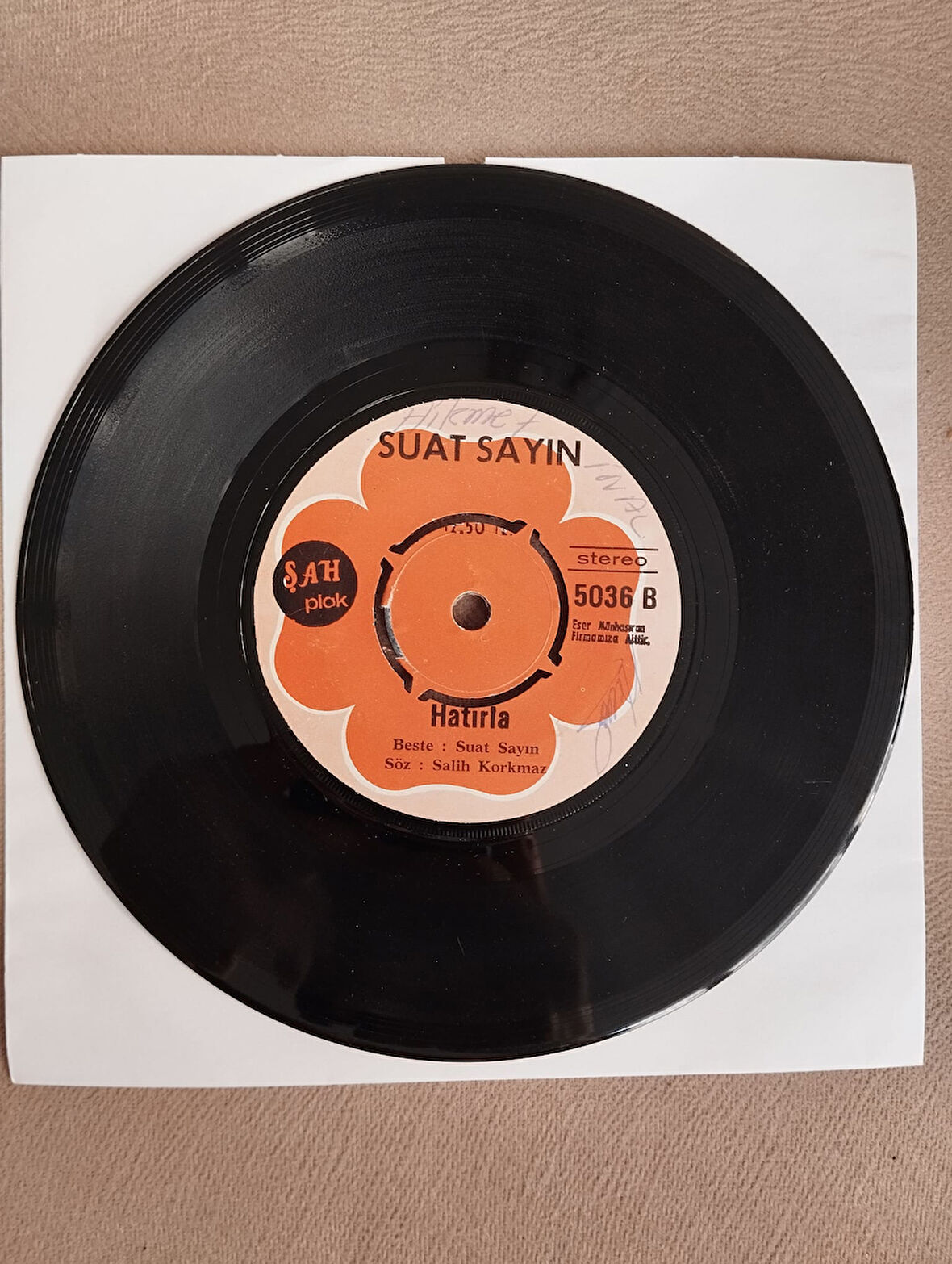 Suat Sayın – Ekmek Parası / Hatırla - 1975  Türkiye Basım 45lik Plak-2.el