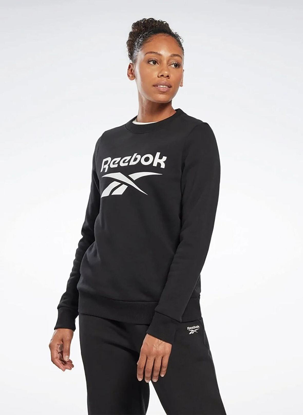 Reebok Siyah Kadın Yuvarlak Yaka Sweatshirt H54774 RI BL Fleece Crew
