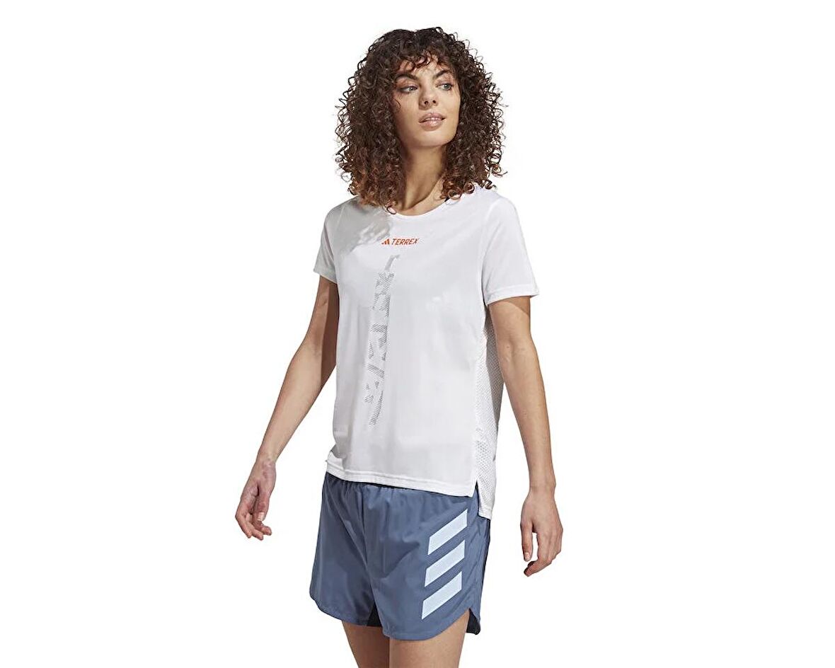 adidas Agr Shirt W Kadın Koşu Tişörtü HT9415 Beyaz