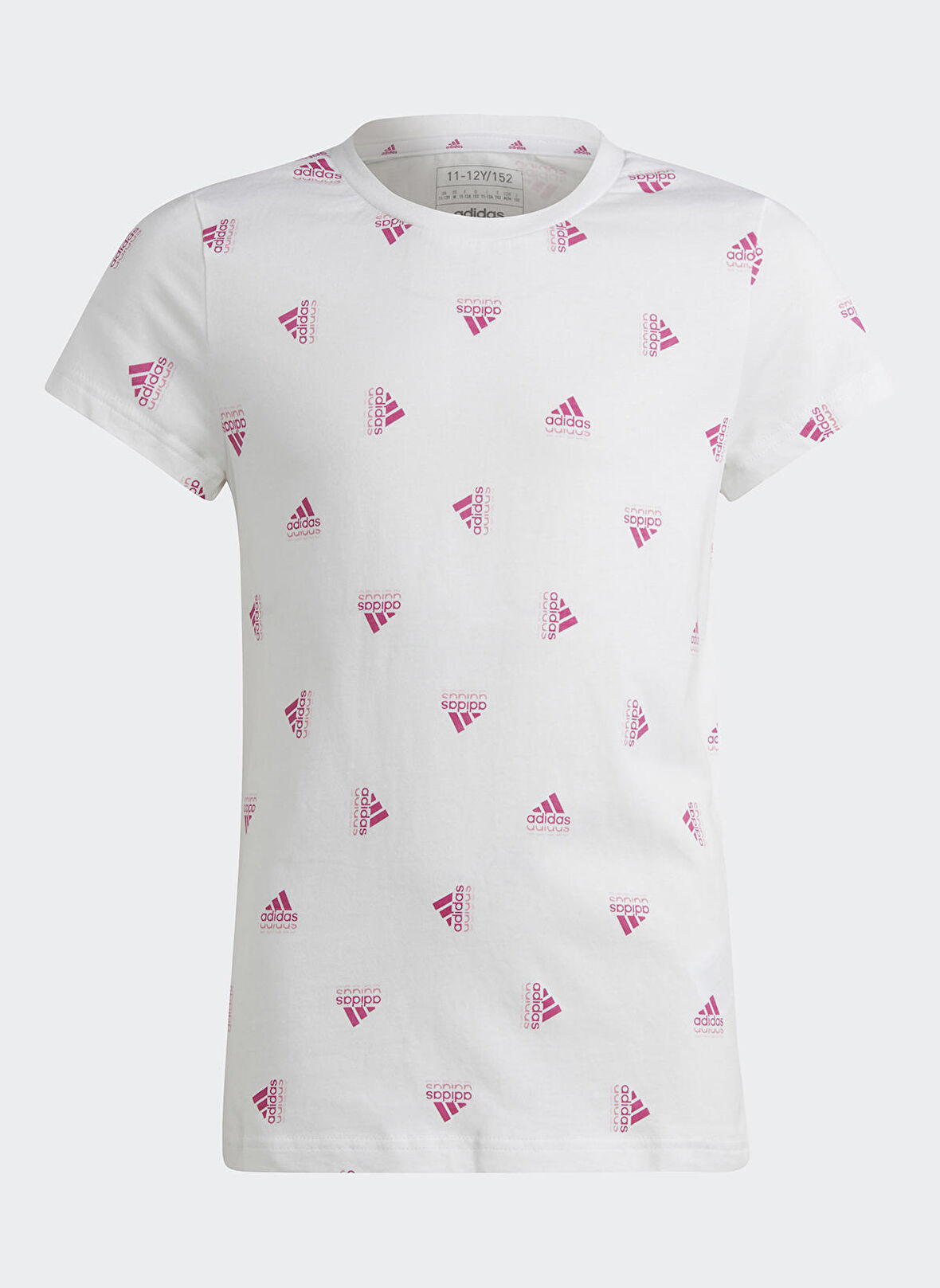 adidas Beyaz Kız Çocuk Bisiklet Yaka Kısa Kollu Desenli T-Shirt IB8918 G ESS BL T
