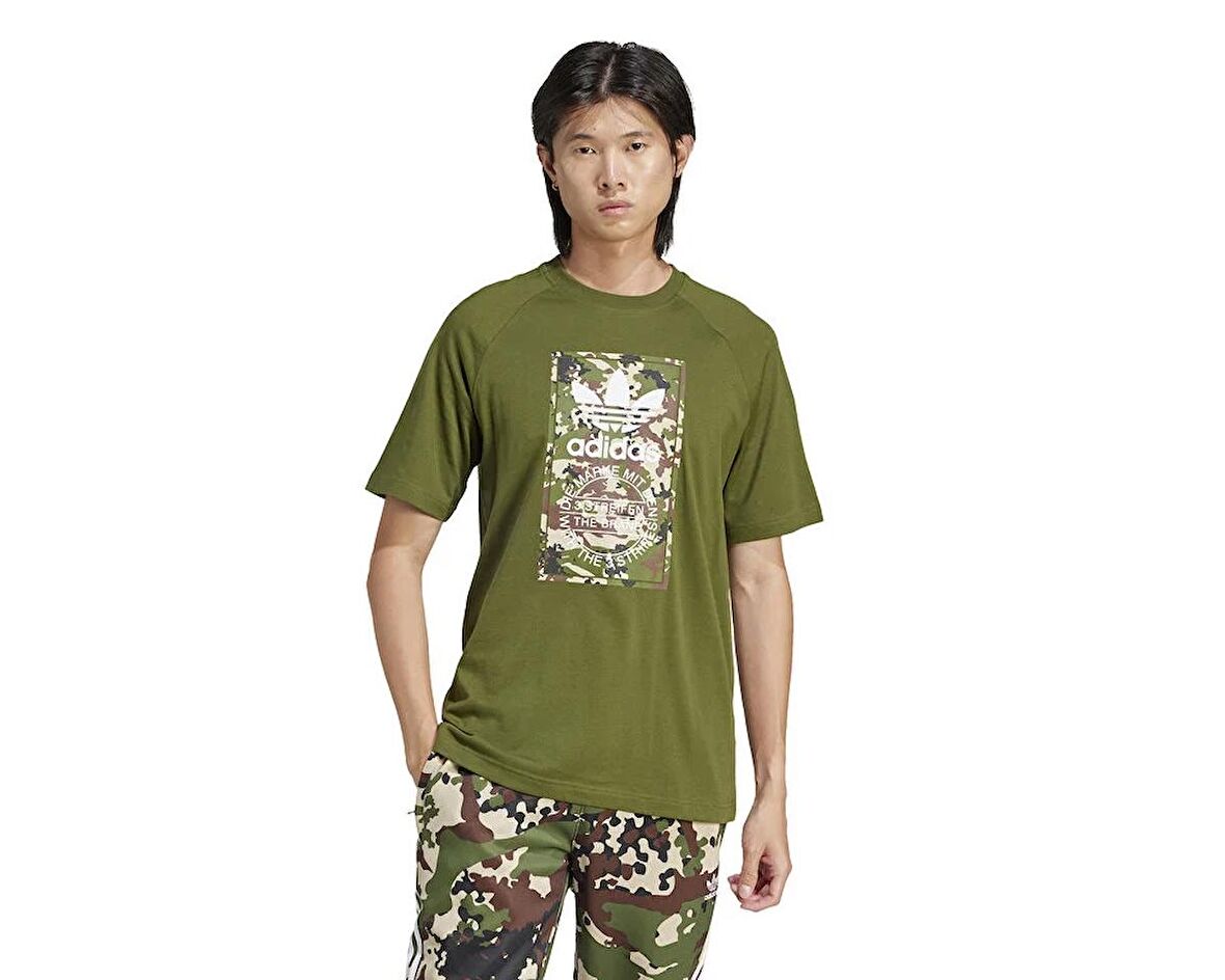 adidas Camo Tongue Tee Erkek Günlük Tişört IS0248 Yeşil