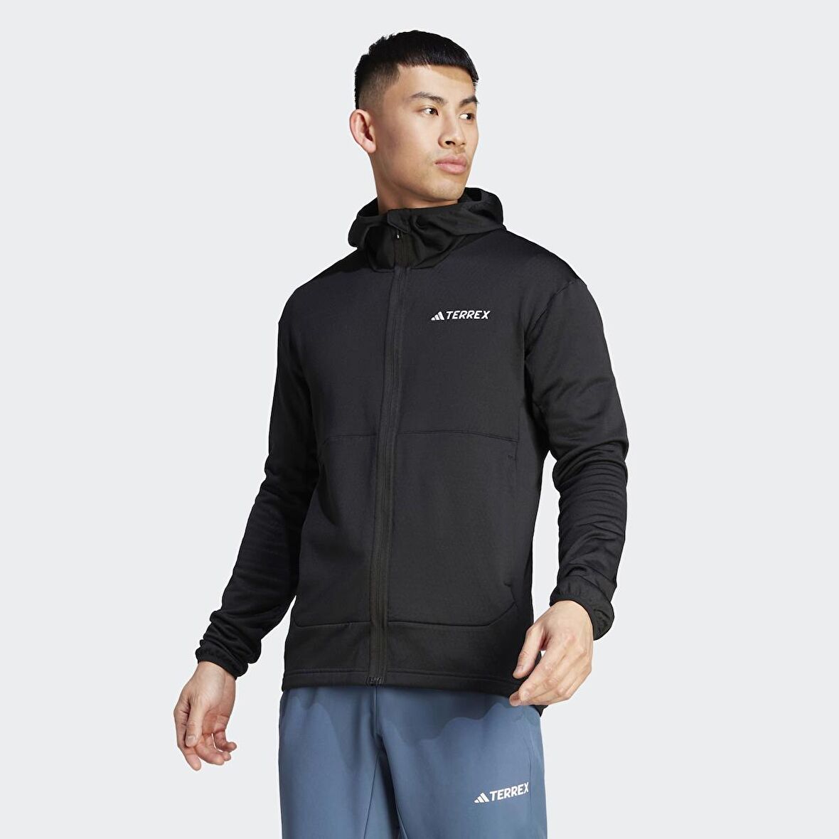 adidas Siyah Erkek Dik Yaka Regular Fit Polar Sweatshırt IB1818-MT LT FL FZ JA      BLA