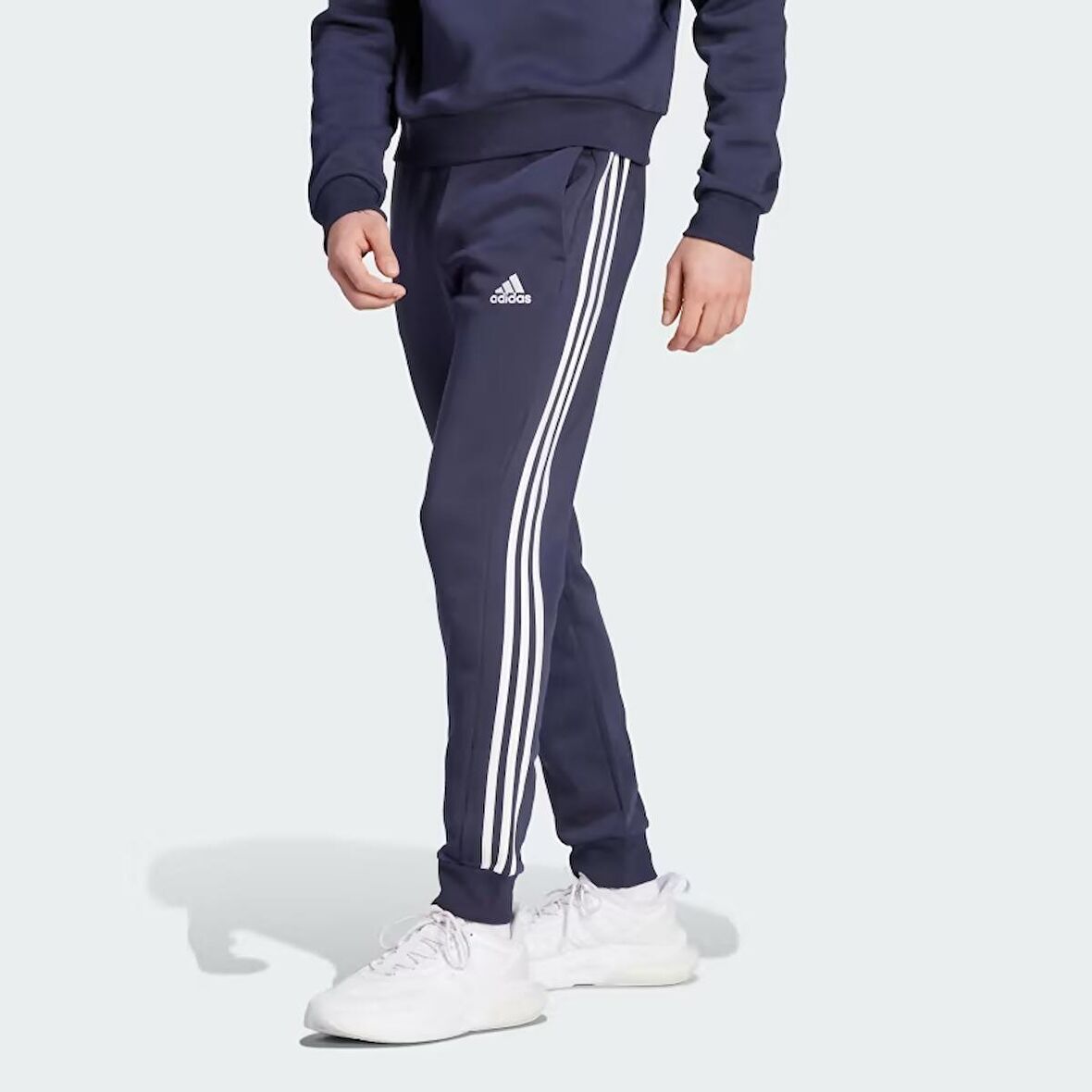 Adidas Erkek Eşofman Alt 3 Stripes Fleece Tapered Cuff