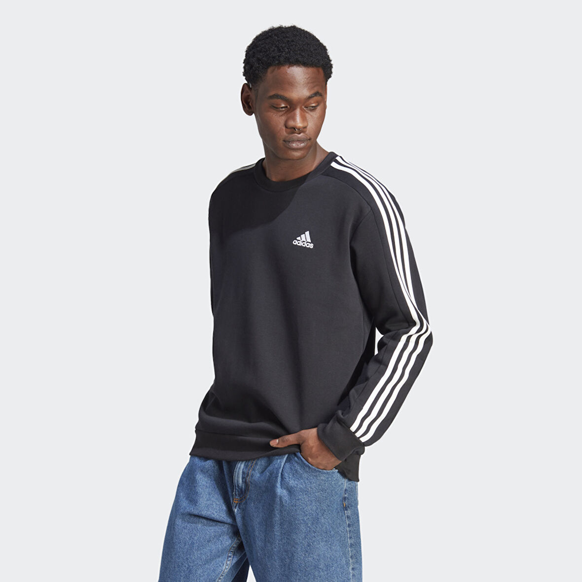 Adidas Erkek Sweatshirt 3 Stripes Fleece