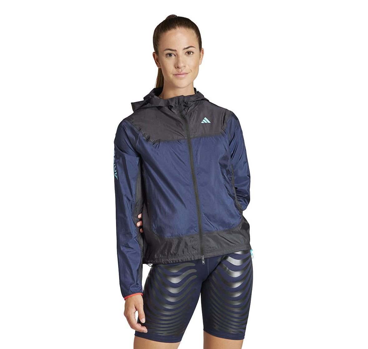 IM4165-K adidas Adızero Jkt W W Kadın Yağmurluk-R&amp;uuml;zgarlık Lacivert