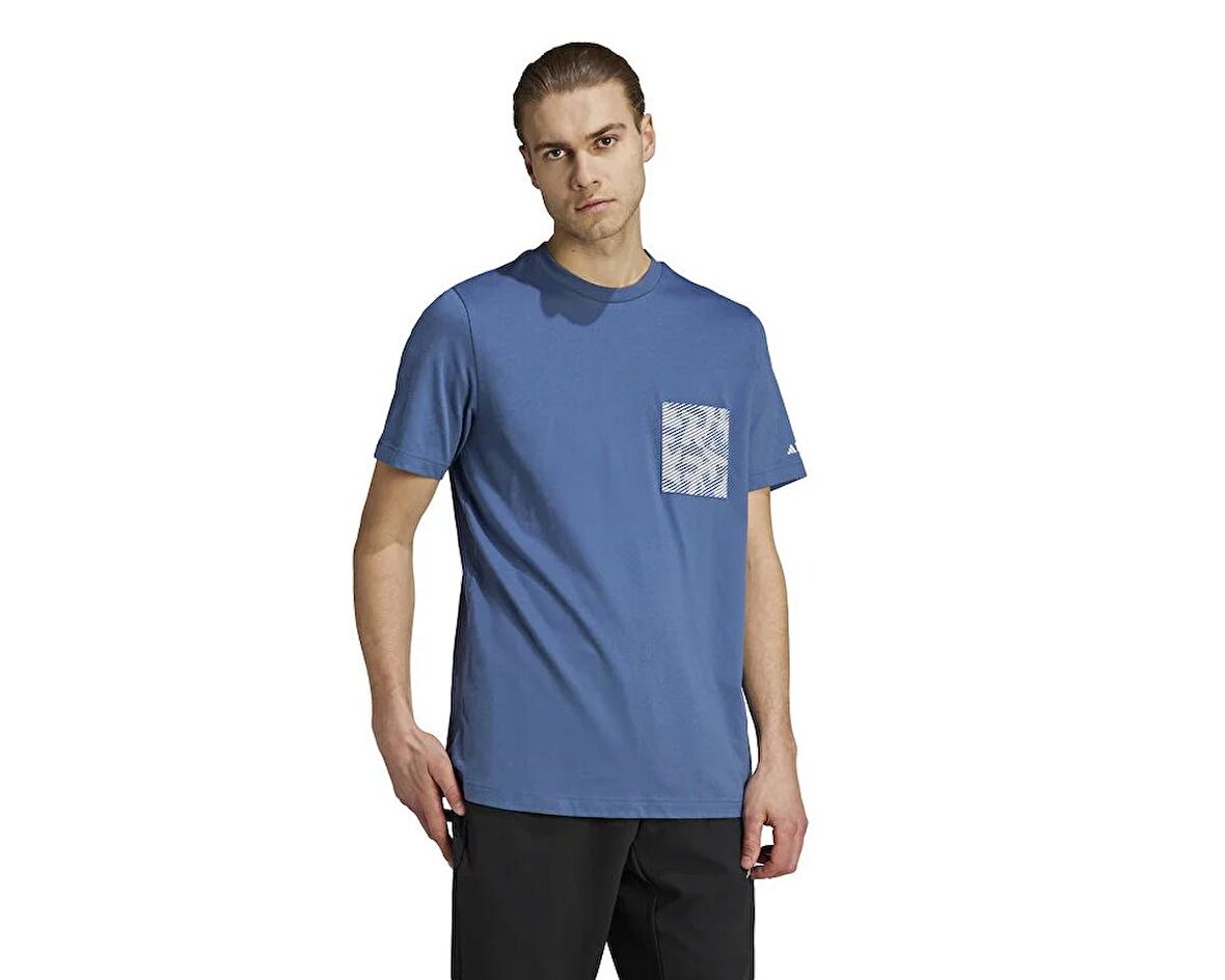 adidas Tx Pkt 2.0 Tee Erkek Günlük Tişört IB4873 Mavi