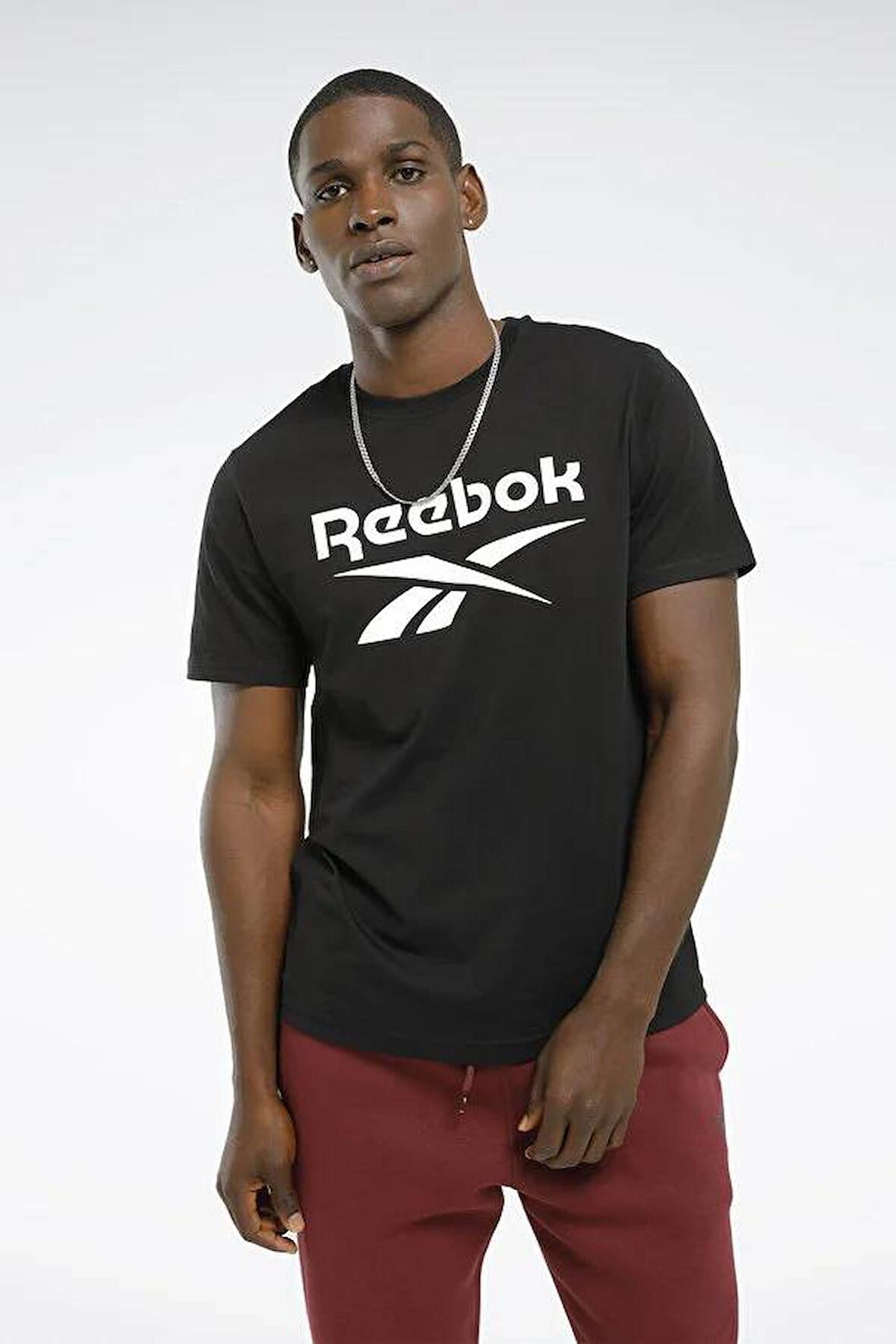 100070405 101528060 Iı8109 Dentıty Stacked L Reebok Erkek T-Shirt Siyah