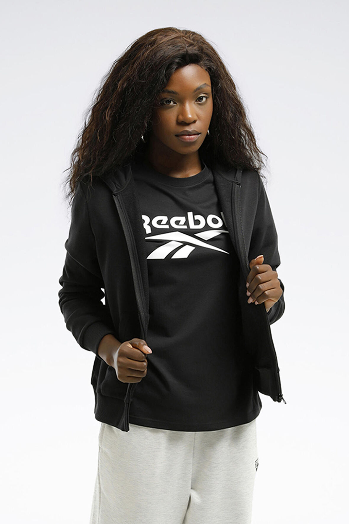 Reebok FRENCH TERRY Kadın Sweatshirt Siyah_0