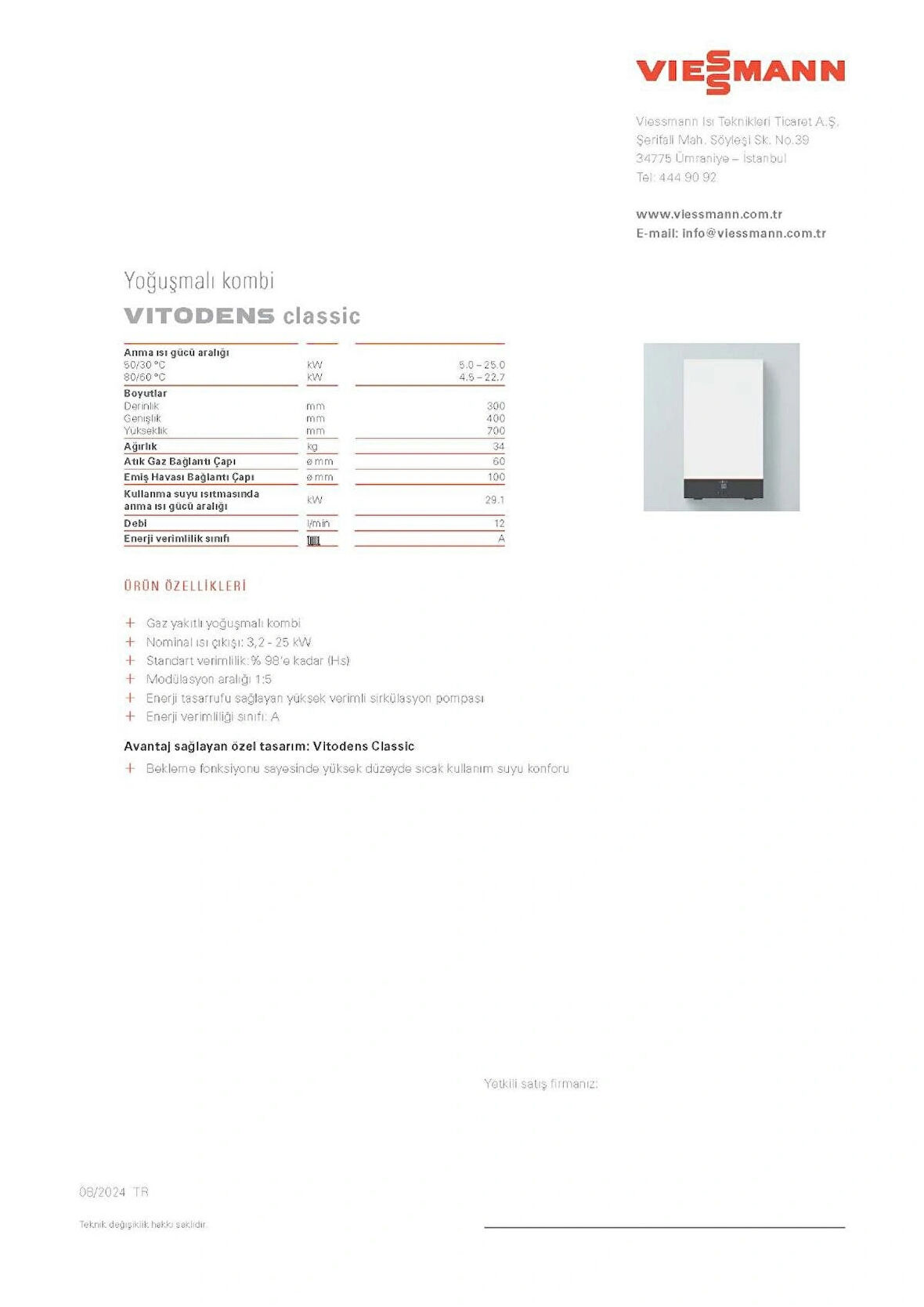 viessmann clasic (klasik) 25 kw 4067764275644    baca dahil fiyatıdır 