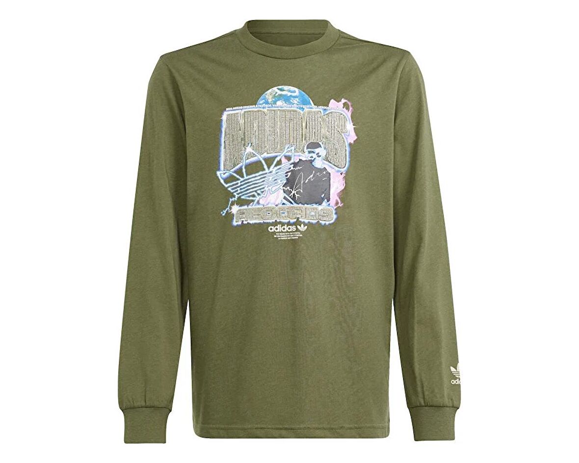 adidas Longsleeve Çocuk Günlük Tişört IR9772 Haki
