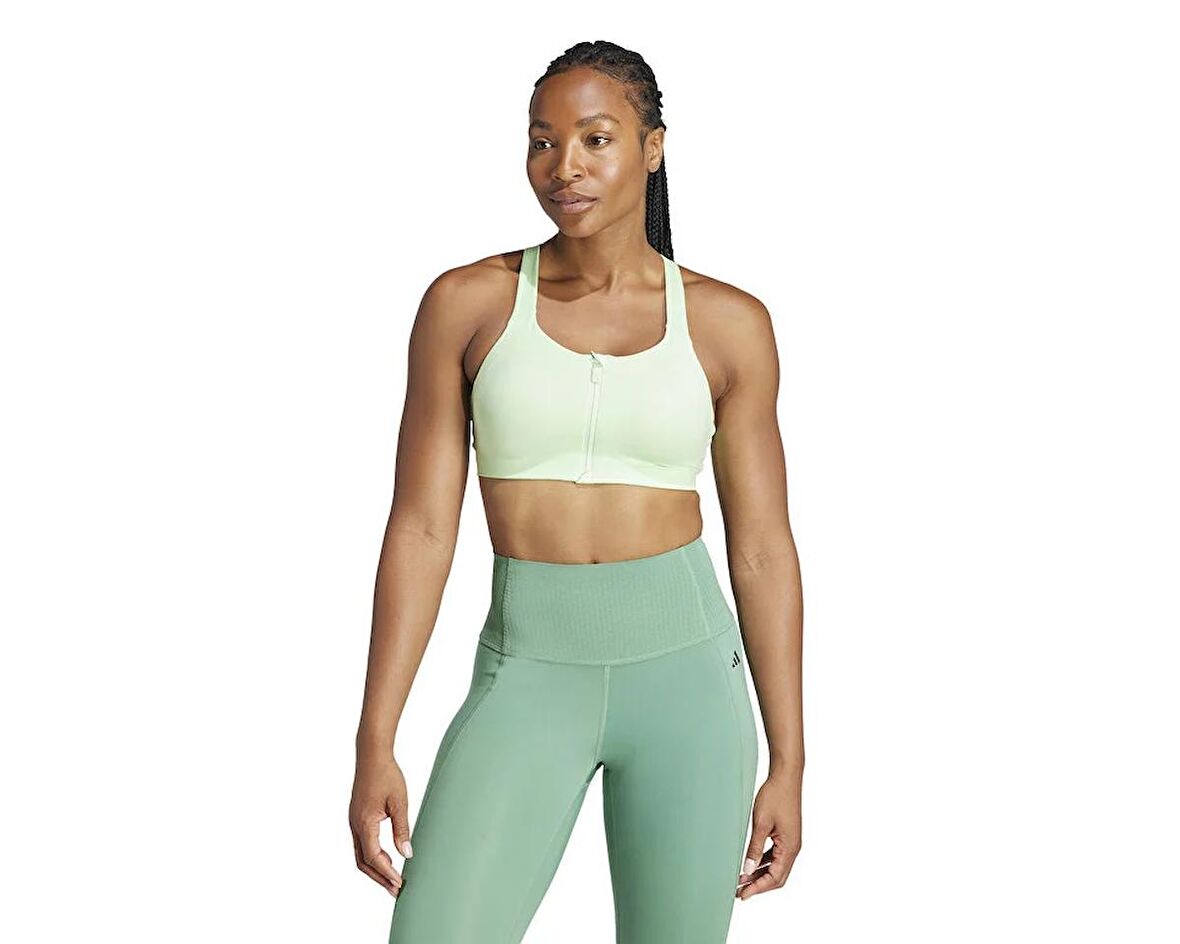 adidas Tlrdım Lux Zip Kadın Antrenman Sporcu Sütyeni IT6657 Yeşil