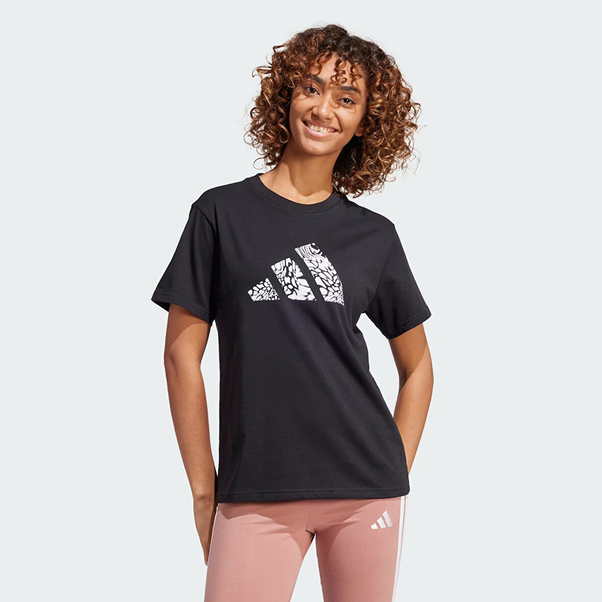 adidas W C CAMO TEE Siyah Kadın Sporcu Tişört JJ4110