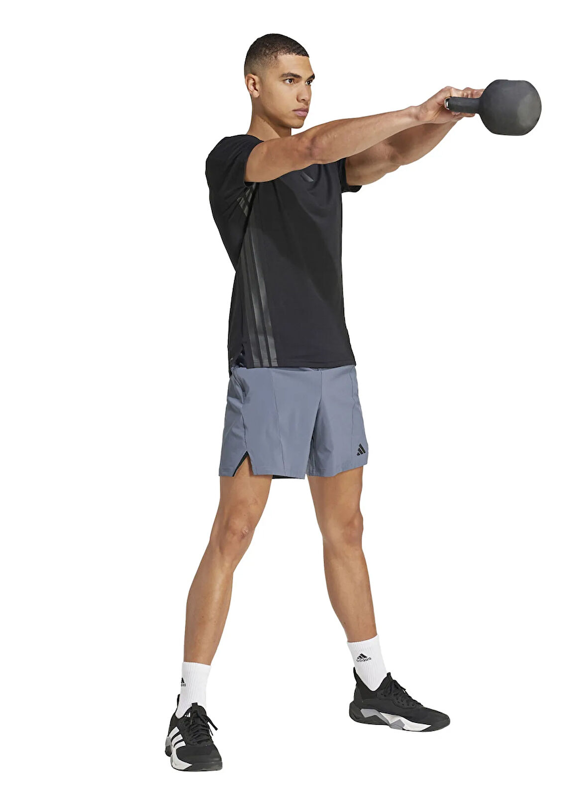 adidas JI8136 D4T SHORT Gri Lastikli Bel Regular Fit Düz Erkek Şort