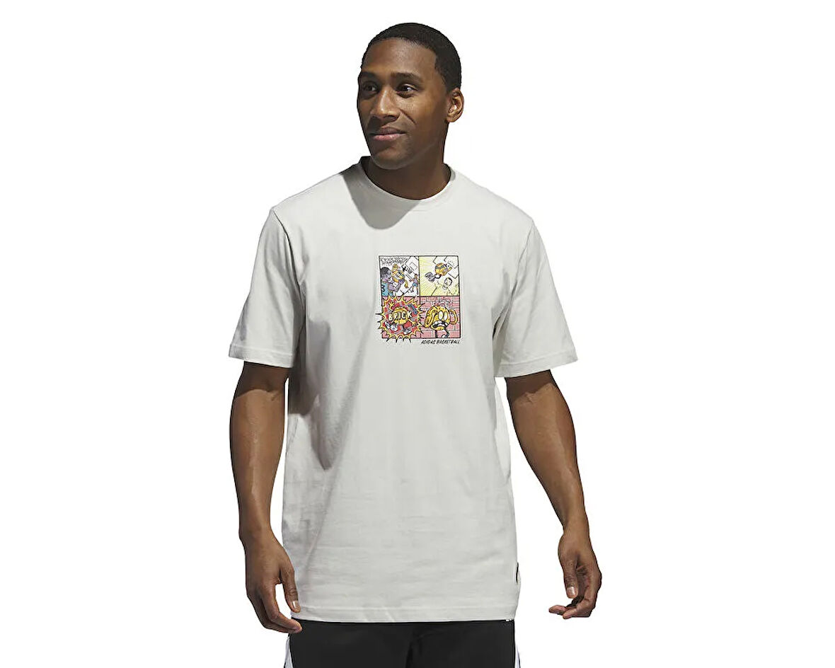 adidas Lil Stripe Comic Graphic Tee Erkek Günlük Tişört IX0096 Gri