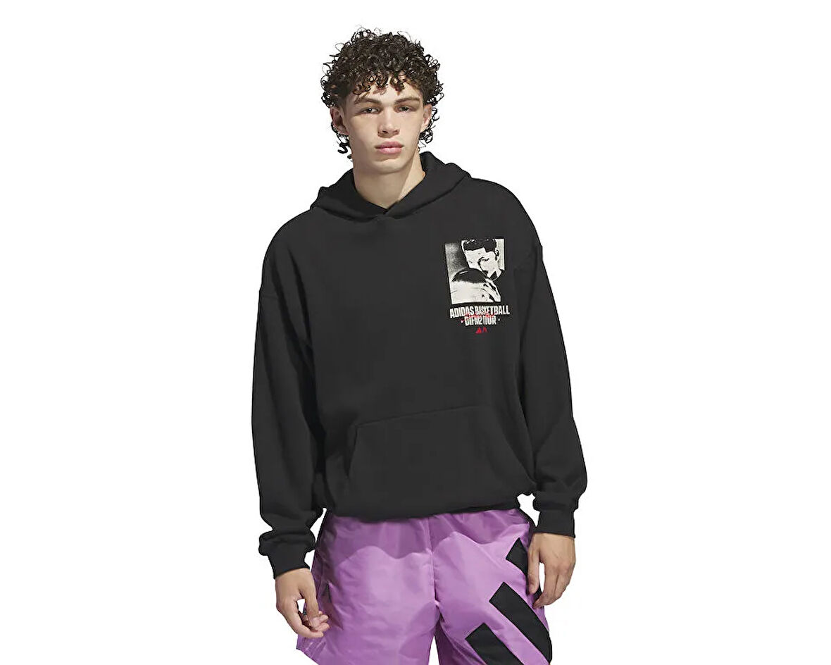 adidas Ae Gfx Hoody Erkek Basketbol Sweatshirts IY1592 Siyah