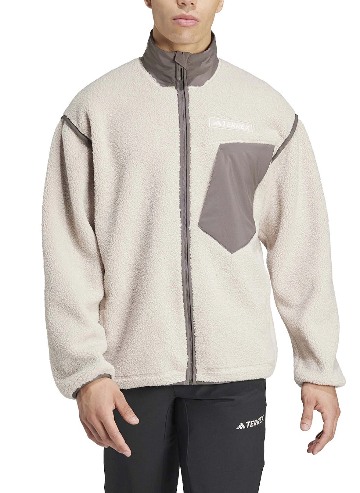Bej Erkek O Yaka Normal Kalıp Zip Ceket IY2402 XPL PILE FL JKT